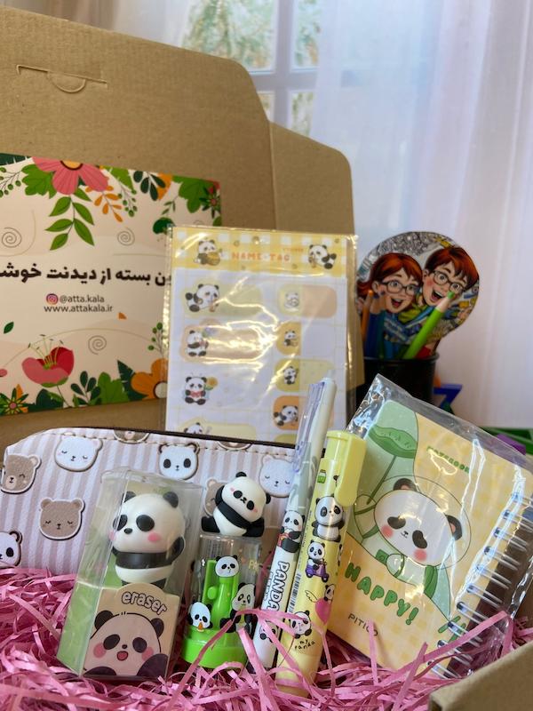   عکس باکس‌های عاطاباکس شامل دفترچه، نوت‌پد، پاک‌کن، آویز کیف و هایلایتر با تم فانتزی و دخترانه برای انواع مناسبت‌ها